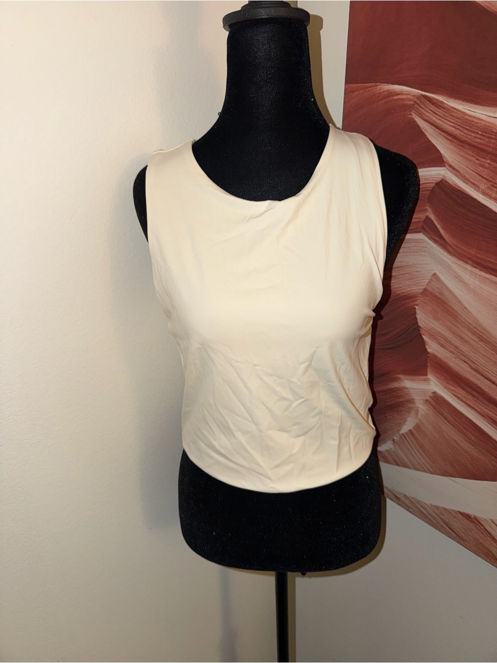 Forever 21 Cream Sleeveless Crop Tank
